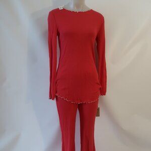 NWT Only Hearts Reddis Lady Jane Thermal 2 Pc Set Loungewear Pajama Top Pants M